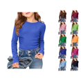 thumbnail image 1 of Girls Long Sleeve Ribbed Stretch Tee Slim Fit Casual Basic Top Comfortable Kids Shirt Winter Tops for Girls Athletic Apparel for Girls T Strap plus Size Girls Clothes Shirt Kids Running Shirts for, 1 of 5
