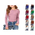 thumbnail image 1 of Girls Long Sleeve Ribbed Stretch Tee Slim Fit Casual Basic Top Comfortable Kids Shirt Winter Tops for Girls Athletic Apparel for Girls T Strap plus Size Girls Clothes Shirt Kids Running Shirts for, 1 of 5