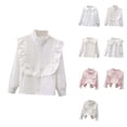 thumbnail image 1 of Girls Long Sleeve Ruffled Button Down Blouse – Elegant Lace Party & School Top for Fall, 1 of 4