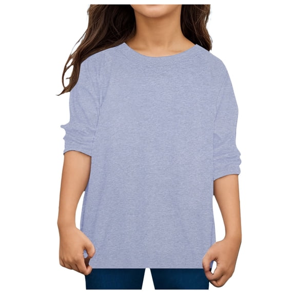 Girls Long Sleeve Shirt Children Kid Tops Tee Casual Clothes, Grey Size 4-5 years