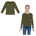 thumbnail image 1 of Girls Long Sleeve Shirt Crew Neck Ribbed Stretch Tee Casual Base Layer Tops Cute Shirts for Tween 11-12 Years, 1 of 4