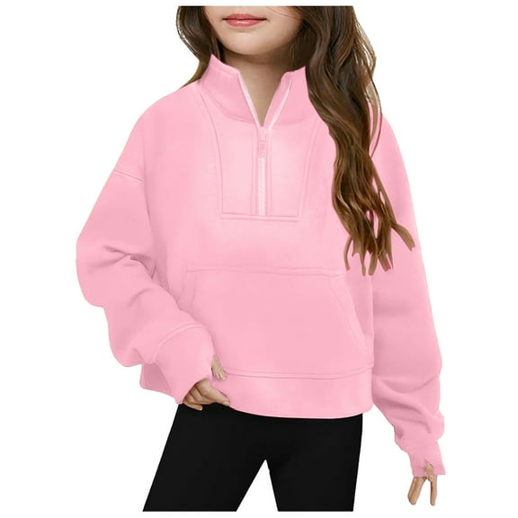 Girls Long Sleeve Shirts 10-12 Baby Girl Boy Sweatshirt Crew Neck Long Sleeve Pullover Toddler Kids Lightfleece Lined Tops Solid Color Sweatshirts for Teen Girls