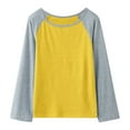 thumbnail image 1 of Girls Long Sleeve Shirts Back to Long Sleeve Shirts Christams Tops Tees Cotton Stripe Crewneck Graphic T-Shirt Clothes Z0H-Yellow, XXL, 1 of 9