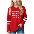 thumbnail image 1 of Girls Long Sleeve Shirts Crewneck Ruched Side Slim Fit Tops Ribbed Knit Casual Tee Shirt 6-12 Months 12-24 Months 2T 3T 4T 5T 6T 7T 8T 9T Children(Watermelon Red,13-14 Years), 1 of 4
