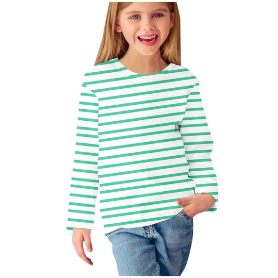 Girls Long Sleeve Shirts Gradient Graphic Tees Tops Cotton T-Shirts Fall Casual Round Neck Tshirts for 3-14 Years