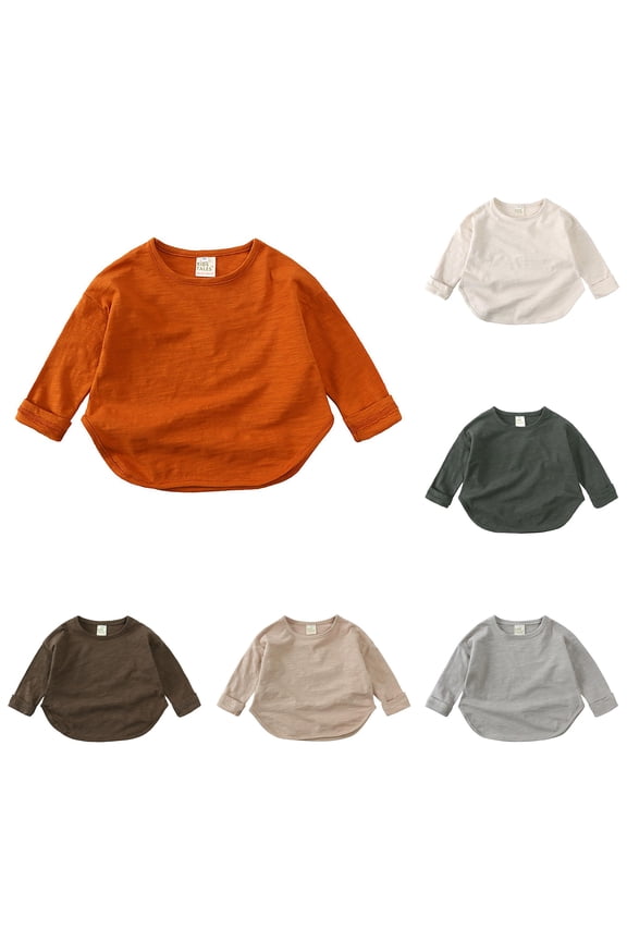 Girls Long Sleeve Shirts Kids Arc Side Slit Soft Tunic Tops T Shirts Girls Long Sleeve Shirts 5t 6-7 Years
