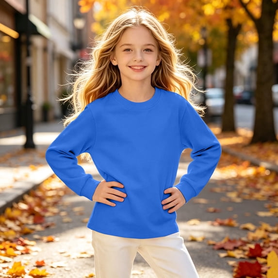 Girls Long Sleeve Shirts Kids Long Sleeve T Shirts Tops Fall Casual Crewneck Basic Tees 3-11 Years