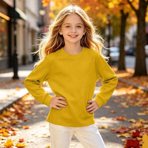 Girls Long Sleeve Shirts Kids Long Sleeve T Shirts Tops Fall Casual Crewneck Basic Tees 3-11 Years