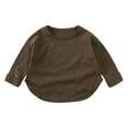 thumbnail image 1 of Girls' Long-Sleeve Shirts Long Sleeve Round-Neck Blouses & Shirts Children's Men and Women Long Sleeves Round Neck Tops Shirt Brown 110, 1 of 2