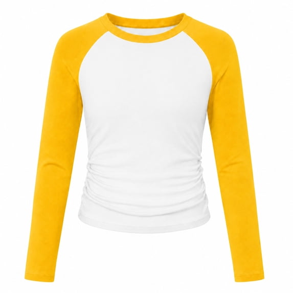 Girls Long Sleeve Shirts Raglan Color Slim Fit Cute Tunic Top for 5-14 Years