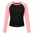 thumbnail image 1 of Girls Long Sleeve Shirts Raglan Color Slim Fit Cute Tunic Top for 5-14 Years, 1 of 6