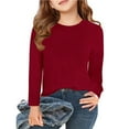 thumbnail image 1 of Girls Long Sleeve Shirts Soft Comfy Lightweight T Shirts Kids Boys Fall Spring Clothes Casual Plain Crewneck Basic Tees Tops, 1 of 8