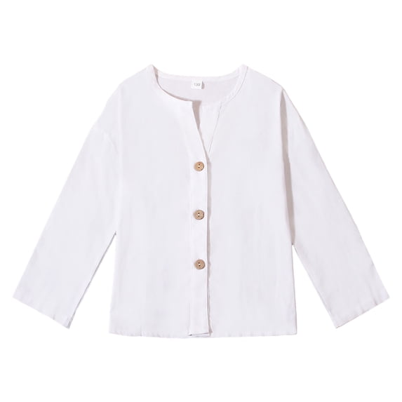 Girls Long Sleeve Shirts Soft Cotton Crewneck Basic Long-Sleeve T-Shirts Toddlers' Tagless Tees 6-12 Months 12-24 Months 2T 3T 4T 5T 6T 7T 8T 9T Children(White,7-8 Years)