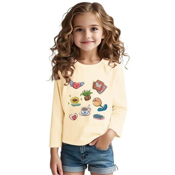 Girls Long Sleeve Shirts Soft Cotton T-Shirts Crewneck Basic Tees for Kids and Teen Girls Tops Clothes Girls Long Sleeve Tee