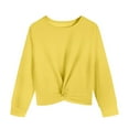 thumbnail image 1 of Girls Long Sleeve Shirts Twist Front Knot Crewneck Tops Spring Fall Casual Tshirts Blouses 4-12T (9 Years, Yellow), 1 of 7