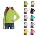 thumbnail image 1 of Girls Long Sleeve Shirts with Crewneck Childrens Fall Winter Tops Basic Tees for Layering Warm and Comfortable School Outfits, 1 of 5