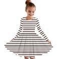 thumbnail image 1 of Girls A-Line Twirly Dress Casual Fashion Stripe Long Sleeve Round Neck Swings Dress 2024 Brown 5 Years, 1 of 4
