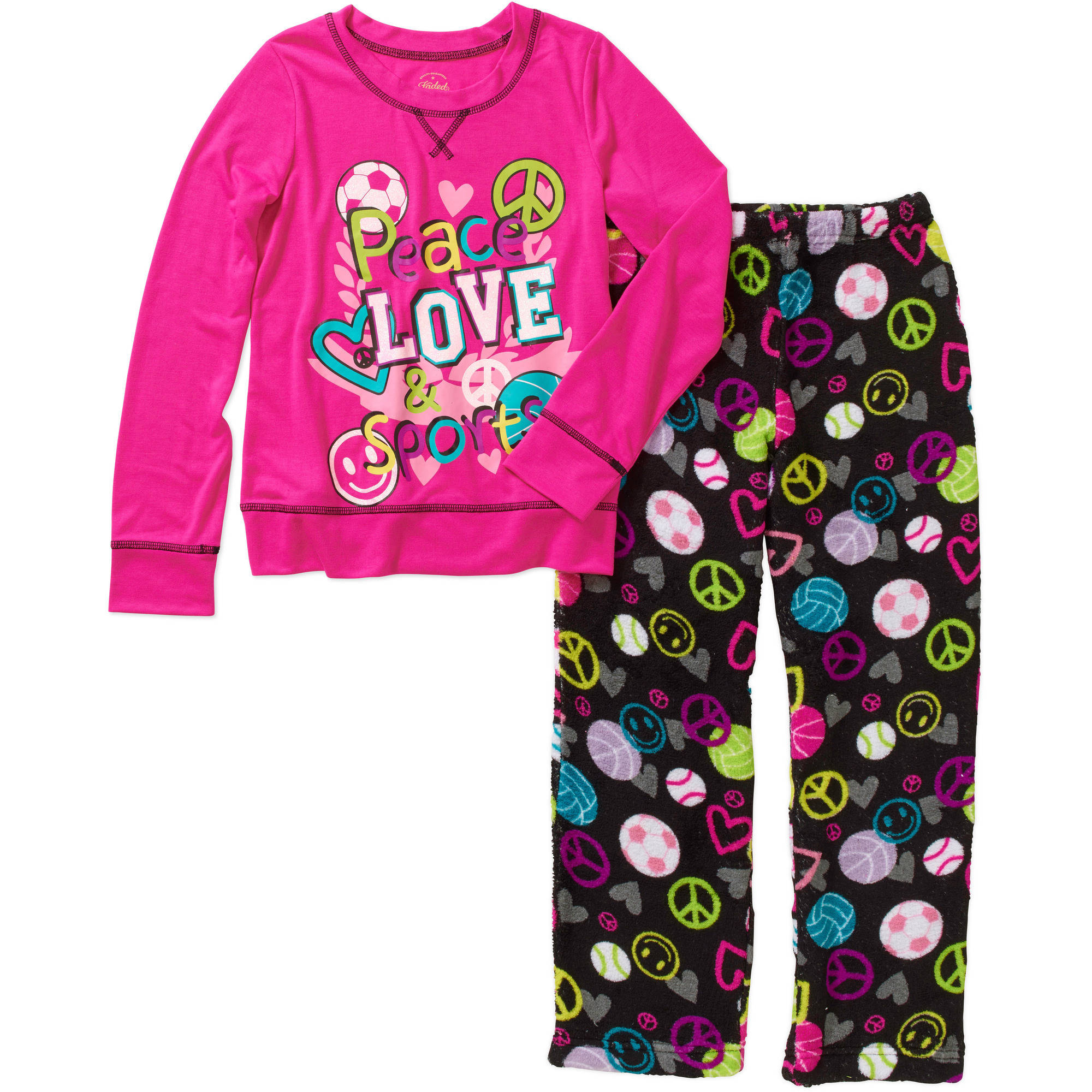 Girls' Long Sleeve Sleepshirt and Fleece Sleep Pant Sleepwear Set - image 1 of 1