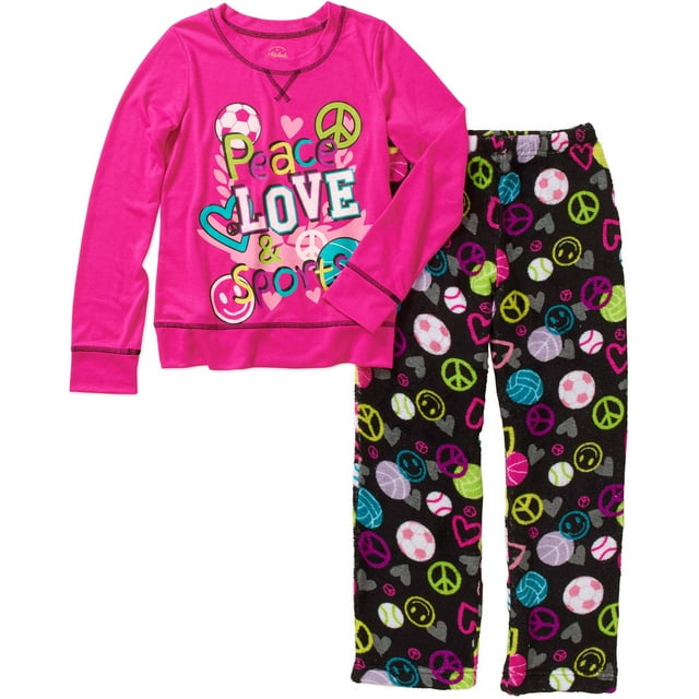 Girls' Long Sleeve Sleepshirt and Fleece Sleep Pant Sleepwear Set