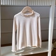 thumbnail image 1 of Girls Long Sleeve Solid Basic Tee Soft Casual Tops For Toddler Kids Winter Fall Layering Comfortable Everyday Wear, 4-5 Years, Beige, 1 of 3