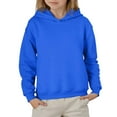 thumbnail image 1 of Girls Long Sleeve Solid Color Hooded Pullover Top For Kids And Tweens Casual Comfortable Sweatshirt 3-4 Years Blue, 1 of 4