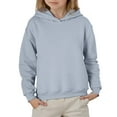 thumbnail image 1 of Girls Long Sleeve Solid Color Hooded Pullover Top For Kids And Tweens Casual Comfortable Sweatshirt 4-5 Years Grey, 1 of 4