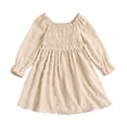 thumbnail image 1 of Girls Long Sleeve Square Neck Ruffle Tiered Smocked Dress with Floral Print and Embroidered for Girls Elegant Casual Party Wear, 1 of 9
