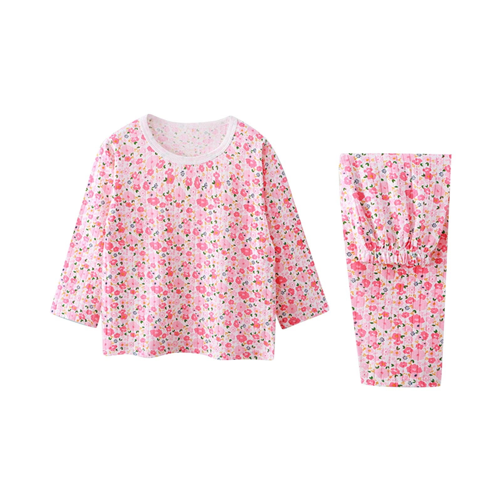 Junior Women’s Cotton Pajama Set 2-Piece Long Sleeve Top & Pants Cute Print Sleepwear main image 1