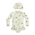 thumbnail image 1 of Girls Long Sleeve Swimsuit Toddler Kids Girls Floral One Piece Long Sleeve Swimsuit with Swim Hat Quick Dry Sun Protection Bathing Suits Yellow 5 Years-6 Years, 1 of 2