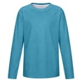 thumbnail image 1 of Girls Long Sleeve T-Shirt Kids Casual Crew Neck Lightweight Breathable Mesh Athletic Tee Basic Casual Active Top for Daily Sports Outdoor Wear(Blue,4-5 Years), 1 of 8