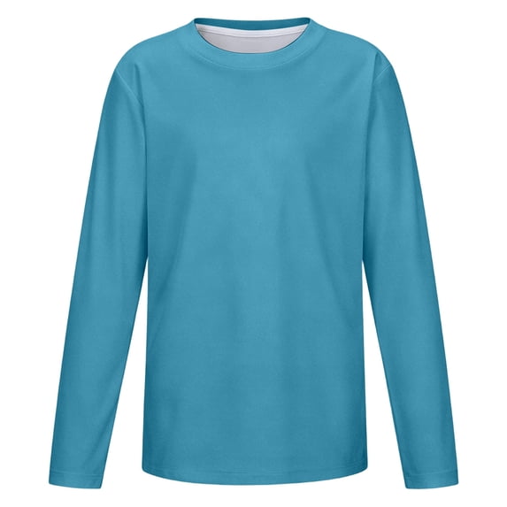 Girls Long Sleeve T-Shirt Kids Casual Crew Neck Lightweight Breathable Mesh Athletic Tee Basic Casual Active Top for Daily Sports Outdoor Wear(Blue,4-5 Years)