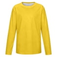 thumbnail image 1 of Girls Long Sleeve T-Shirt Kids Casual Crew Neck Lightweight Breathable Mesh Athletic Tee Basic Casual Active Top for Daily Sports Outdoor Wear(Yellow,11-12 Years), 1 of 8