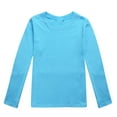 thumbnail image 1 of Zylarhe Toddler Boys Girls Autumn Long Sleeve Solid Prints T-Shirt Top Comfortable Casual Daily Wear Soft Blended Kids Tee 11-12 Years Blue, 1 of 4