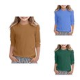 thumbnail image 1 of Girls Long Sleeve T-Shirts, Solid Color Cotton Tees Crewneck Casual Basic Tops, Soft Everyday Shirts for Girls 3-16 Years Ideal for School & Daily Wear, 1 of 4