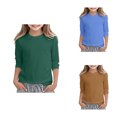 thumbnail image 1 of Girls Long Sleeve T-Shirts, Solid Color Cotton Tees Crewneck Casual Basic Tops, Soft Everyday Shirts for Girls 3-16 Years Ideal for School & Daily Wear, 1 of 4