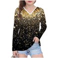 thumbnail image 1 of Girls' Long Sleeve T-shirts Graphic Tees Printed V Neck Casual Fashion Tshirts 3-14 Years Girl Fall Spring Tops (3 Years, Yellow), 1 of 6