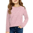 thumbnail image 1 of Girls Long Sleeve Tees Casual Print Shirts Cute Crewneck Dressy Blouses Clothes Girls Shirts Size 7-8 08-Pink 140, 1 of 4