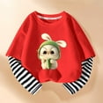 thumbnail image 1 of Girls Long Sleeve Tees Striped Sleeve T-shirt Graphic Basic Crewneck Soft T-Shirts Toddlers' Long-Sleeve T-Shirts Red 11-12 Years, 1 of 3