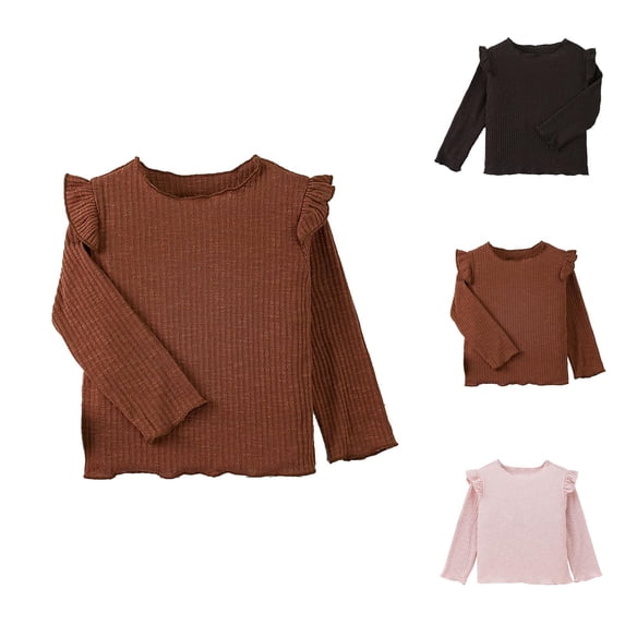 Girls Long Sleeve Tops for Children Crew Neck Top Tunic Style Casual Loose Fit T Shirt Comfortable Everyday Clothing for Young Girls