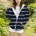 thumbnail image 1 of Girls Long Sleeve Tunic Tops New Zip up Hoodies for Teen Girls Long Sleeve Fleece Lined Jackets Oversized Striped Hooded Sweatshirt with Pockets Black 14-15 Years, 1 of 4