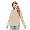 thumbnail image 1 of Girls Long Sleeve Tunic Tops Soft Comfortable Arc Hem Side Slit Casual Kids T Shirts Stylish Tees for Girls, 1 of 3