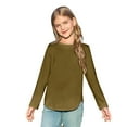 thumbnail image 1 of Campaign Girls Long Sleeve Tunic Tops Soft Comfortable Arc Hem Side Slit Casual Kids T Shirts Stylish Tees for Girls, 1 of 3