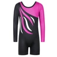 thumbnail image 1 of Girls Long Sleeve with Shorts Gymnastics Leotards Pink Embroidery Dancewear, 1 of 6