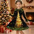 thumbnail image 1 of Girls' Long Sleeved Dresses Comfortable Christmas T-Shirt Dress Xmas Dress Up Outfits (Black), 1 of 5
