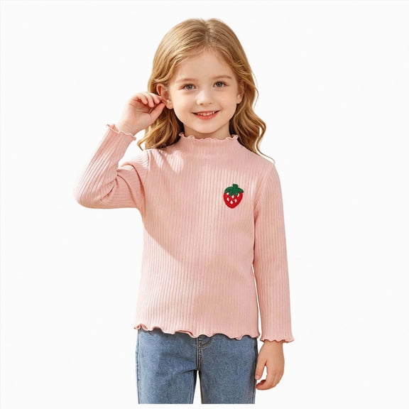 Girls Long Sleeved Top Versatile Top Holiday T Shirts 1T 2T 3T 4T 5T 6T 7T 8T 9T Fall Winter Tops Basic Tees SleepWear 4-5 Years Pink T Shirts