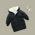 thumbnail image 1 of Girls' Long Solid Winter Hooded Down Jacket 1 To 10 Years Old 2023 New Down Cotton Coat Mid-Length Winter Coat Korean Style Thickened Cotton Coat, 1 of 6