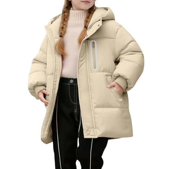 Girls Long Winter Down Coat Hooded Thick Warm Jacket for Kids Windproof Outdoor Cold Weather Outerwear