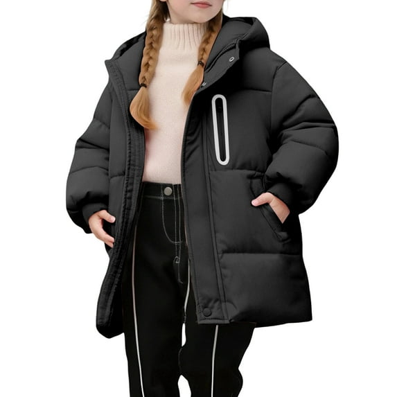 Girls Long Winter Down Coat Hooded Thick Warm Jacket for Kids Windproof Outdoor Cold Weather Outerwear