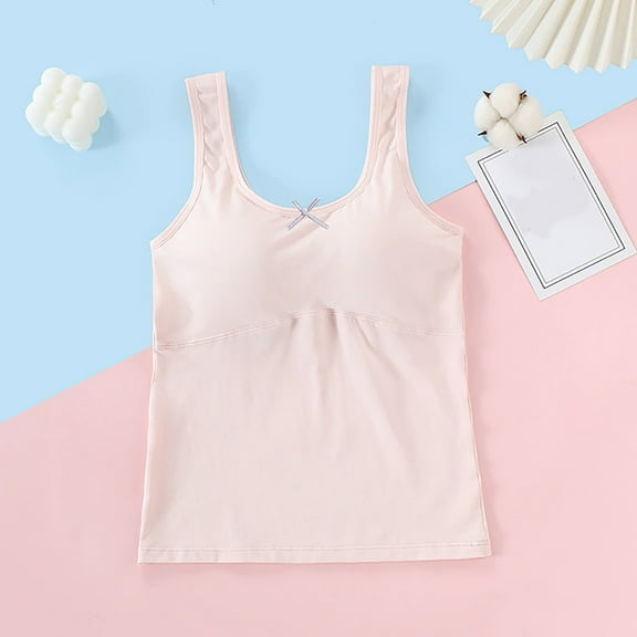 Girls Longline Bras Pullover Lightweight No Underwire Padded Bralettes 8-12 Years Tweens Kids Solid Comfort Built in Bra Underwear Cami Tops