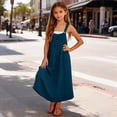 thumbnail image 1 of Girls' Loose-Fitting Long Dress with Pockets and Adjustable Detachable Straps in Solid Colors, 1 of 9